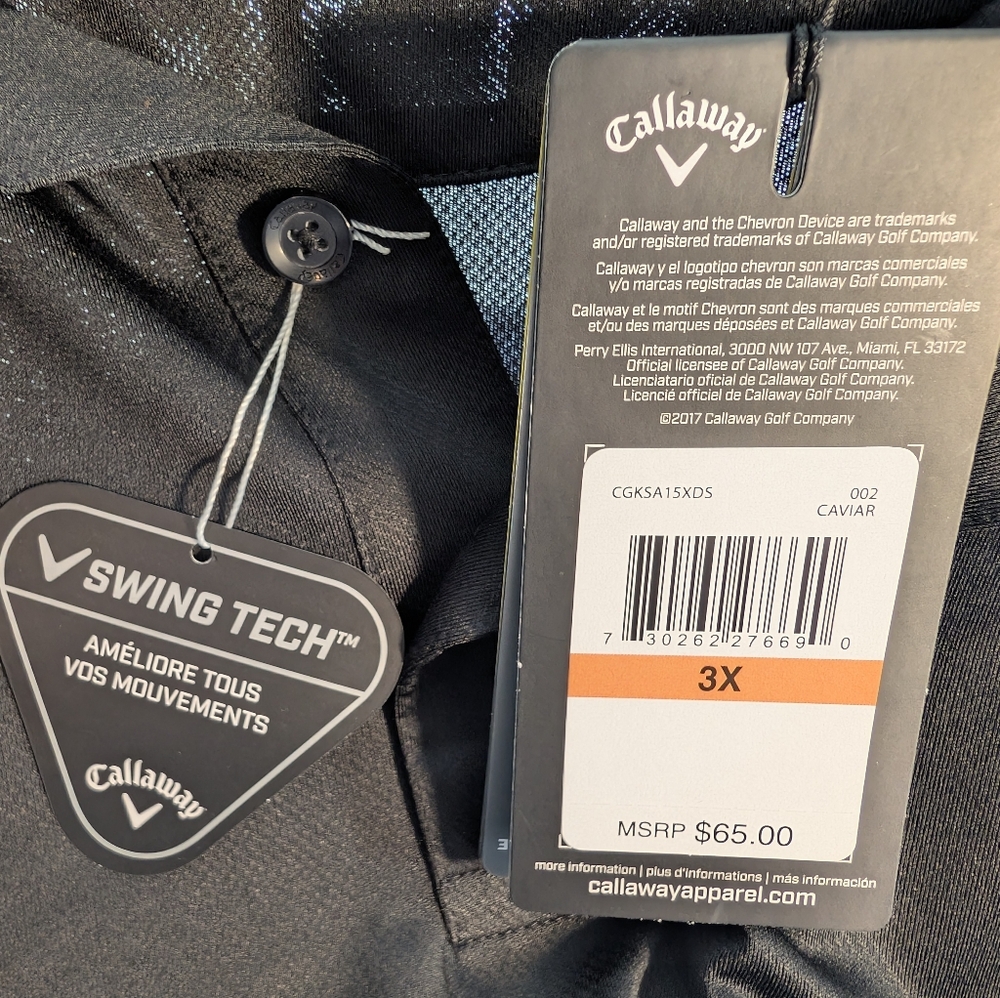 Callaway Men's Caviar Black Polo Golf Shirt Size 3X - Picture 3 of 8